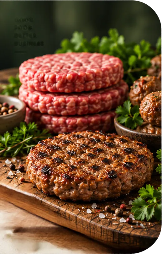 Steaks hachés crus et grillés