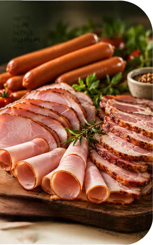 Saucisses et jambon tranché