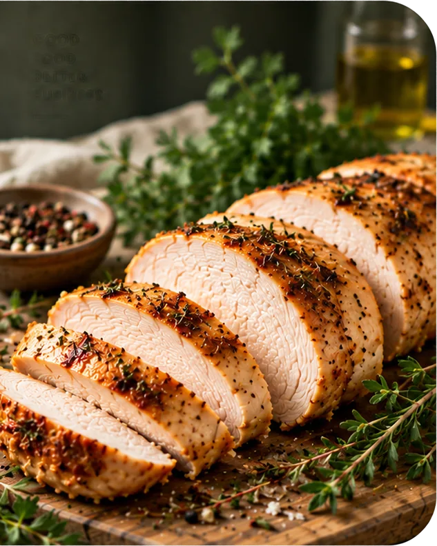Herb-roasted chicken breast, sliced