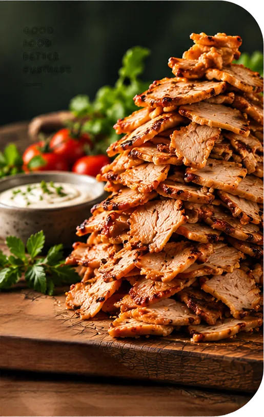 Viande de kebab de poulet grillée